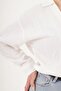 V-Neck Striped Linen Ecru Shirt - 4