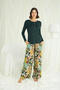 Clothing Floral and Leaf Patterned Pajama Set - 4