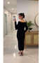 Larope Black Madonna Collar Ribbed Dress - 3
