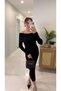 Larope Black Madonna Collar Ribbed Dress - 2
