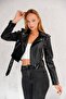 Short Leather Jacket with Double Zipper and Belt Detail - 2