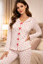 Women's Heart Bow Pajama Set Cotton Fabric