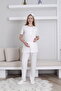 Lace Detailed Buttoned Maternity and Pregnancy 3-Piece Pajama Dressing Gown Set - Adjustable Waist Comfort Set - 5