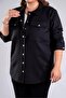 Plus Size Women's Snap Detailed Shirt Black - 3