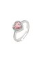 Stainless Steel Silver Color Pink Stone My Love Heart Ring - 3