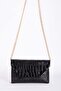 Crocodile Pattern Chain Strap Portfolio Bag Black - 2
