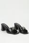 Women's Black Patent Leather Heeled Slippers Pc-55787 - 3