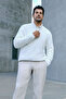 Standard Fit Regular Cut Polo Collar Jacquard Stretchy Long Sleeve Ecru Long Sleeve T-Shirt - 2