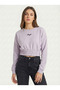 Women's Lilac Elastic Waist Crop Sweatshirt Nj89 - 2