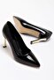 Women's Black Patent Leather Gold Heel Pointed Toe Thin Heeled Stiletto - 2