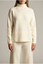 Women's Ecru High-Neck Knitwear Top and Bottom Set Nj83 - 3
