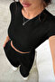 Candy Black Short Sleeve Blouse and Wide Leg Sweatpants 2-Piece Set - 2