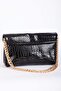 Crocodile Pattern Chain Strap Portfolio Bag Black - 3