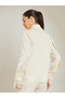 White Floral Jacquard Blouse with Scarf Detail - 5