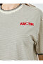 Women Beige Striped Embroidered T-Shirt - 3