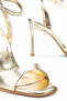 Gold Patent Leather Ankle-Tie Single Strap Women's Sandals with Heels - 4