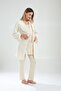 3-Piece Maternity Pajama Set - Maternity Pajama Set with Breastfeeding Function - Cream Ruffle Detail - 2