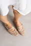 Sawe Women's Ballet Flats Leaf Patterned Pearl Mesh Beige - 2