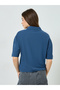 Navy Blue Relaxed Polo T-Shirt with Toggle Detail - 5