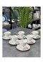 Luxury Porcelain White Detailed Cup Set Pink - 2