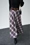 Women's Plaid Pattern Belted Flounce Long Skirt - 7