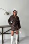 Oversized Women's Leather Belted Trench Coat - 3