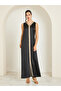 Women Black Printed Embroidered Golden Lace Kaftan - 5
