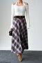 Women's Plaid Pattern Belted Flounce Long Skirt - 2
