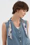 Women's Denim Fabric Collar Vest with Scarf and Lace Detail on the Back - 8