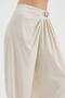 Women's Leather Buckle Detailed Front Pleated Design Wide Leg Trousers - 7