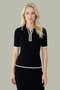 Women's Black Ribbed Button Detailed Short Sleeve Knitwear Blouse
