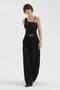 Women's Leather Buckle Detailed Front Pleated Design Wide Leg Trousers - 5