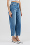 Blue High Waist Washed Detailed Relaxed Fit Mom Jean Denim Pants - 7