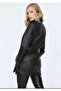 New Season Long Faux Leather Trench Coat - 2