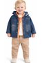Boy's Pocket Detailed Denim Jacket Long Sleeve Shirt T-Shirt Linen Trousers Stylish Four-Piece Set