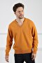 Kavuniçi V-Neck Men's Long Sleeve 100% Lamb Wool Knitwear Sweater - 4