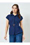Women Cap Sleeve Belted Shirt - 2