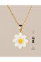 Daisy White Enameled Daisy Steel Necklace - 3