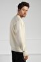 Ecru V-Neck Men's Long Sleeve 100% Lamb Wool Knitwear Sweater - 5