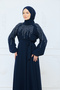 Women's Lined Chiffon Dress with Stone Belt - 2