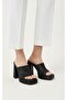 High Thick Heeled Platform Sole Black Slippers - 4