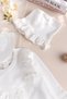 100% Cotton Baby Girl Jumpsuit with Scalloped Hat, Cream - 4