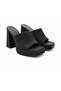 High Thick Heeled Platform Sole Black Slippers - 2