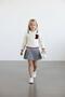 Girl's Ecru Knitwear Sweater and Gray Pleated Skirt Set