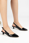 Women's Black Pointed Toe Iron Detailed Buckle Heeled Shoes - 2