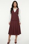 Women's Burgundy Seasonal Belted Classic Skirt-Jacket Set
