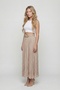 Women's Beige Summer Skirt with Elastic Waist and Belt, Layered Detail - 2