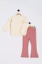 Girl's Seasonal Suit Elite Embroidered A-Line Cut Oversize Ribbed Tights 100% Cotton - 5