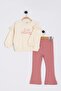 Girl's Seasonal Suit Elite Embroidered A-Line Cut Oversize Ribbed Tights 100% Cotton - 2