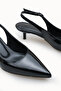 Phoebe Lia Women's Pointed Toe Open Back Thin Heeled Shoes 0012200 Black Patent Leather - 5